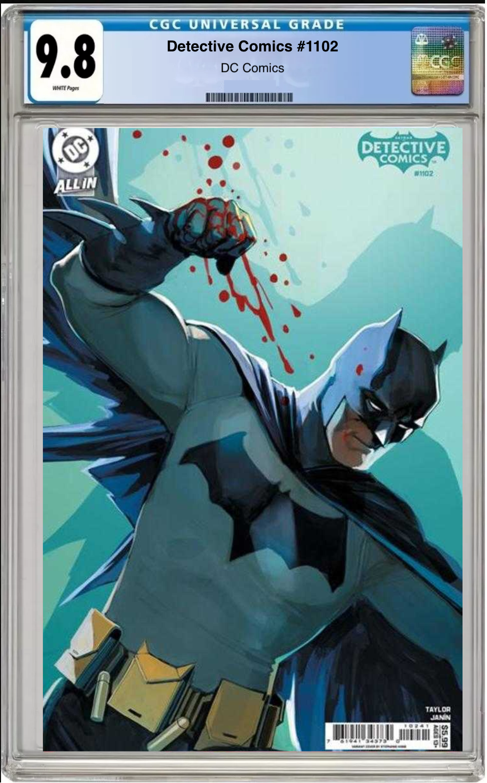 Comic book cover of Detective Comics #1102 Cover D with CGC 9.8 grading label.