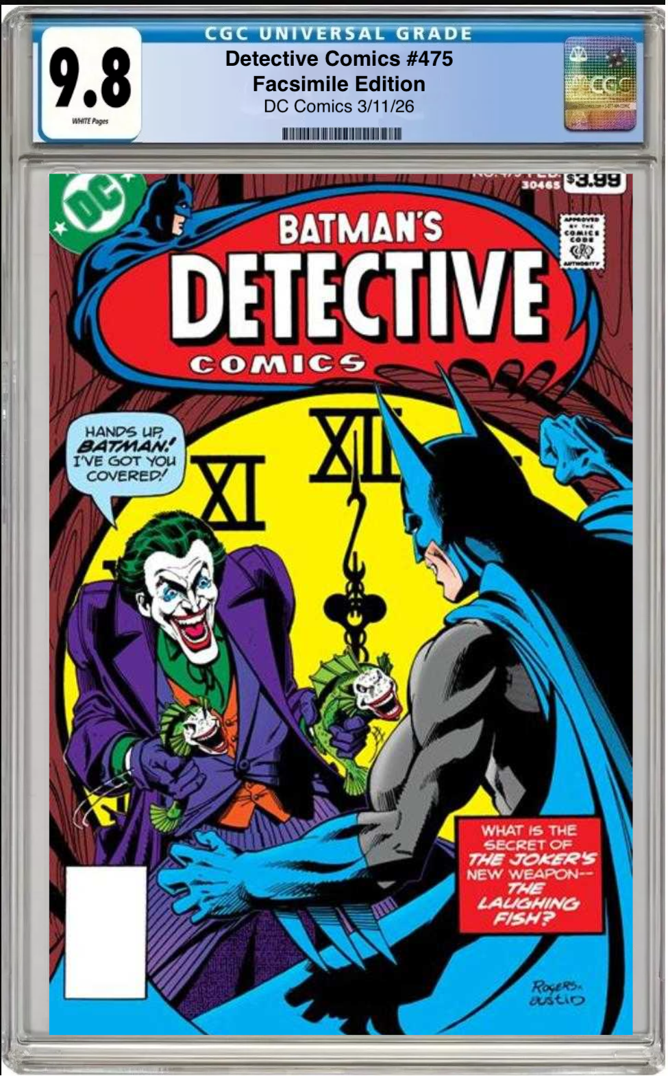 Comic book cover of Detective Comics #475 Facsimile Edition Cover A with CGC grading label.