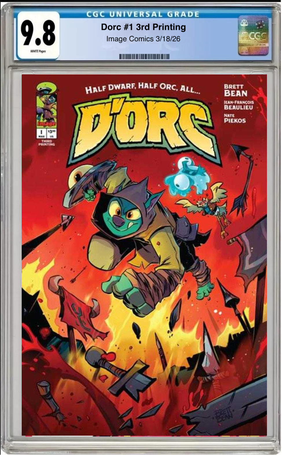 Comic book cover of D'orc #1 3rd Printing Main Cover with CGC grading label.