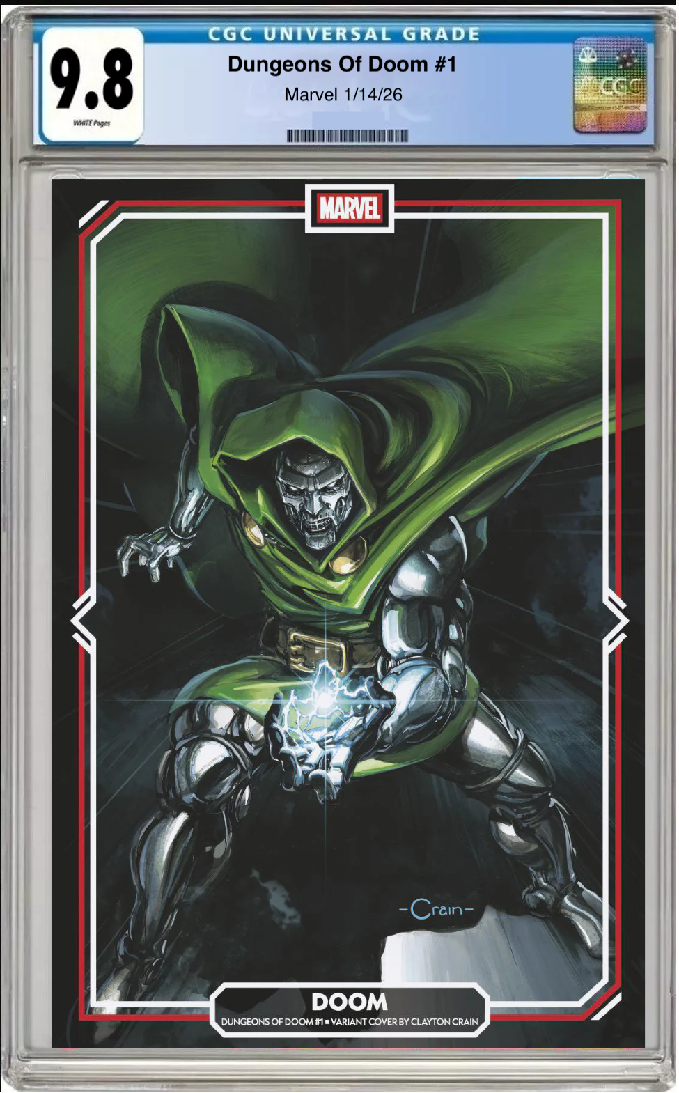 Comic book cover of Dungeons of Doom #1 Clayton Crain Cover with CGC grading label.