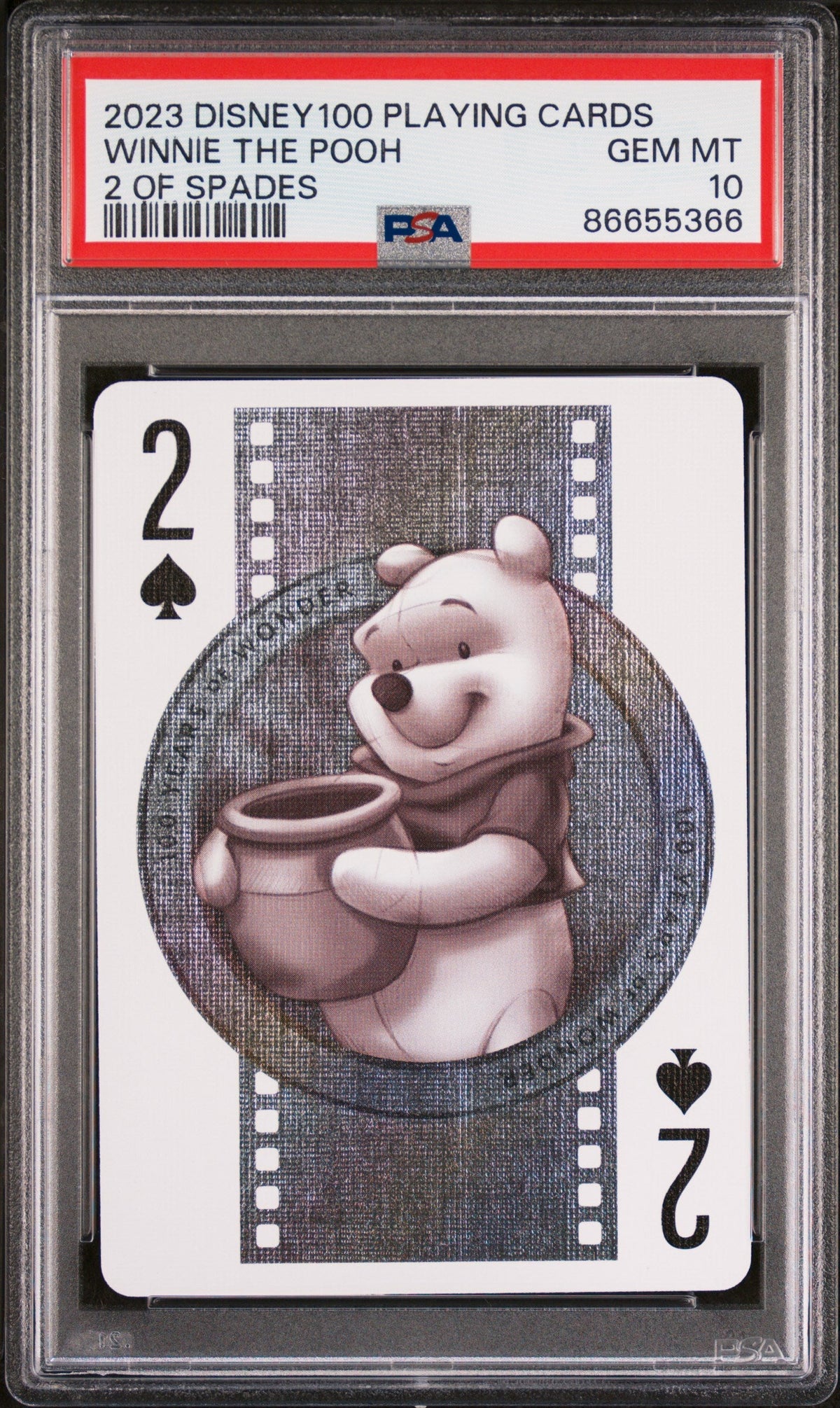 2023 DISNEY 100 PLAYING CARDS WINNIE THE POOH 2 OF SPADES PSA 10