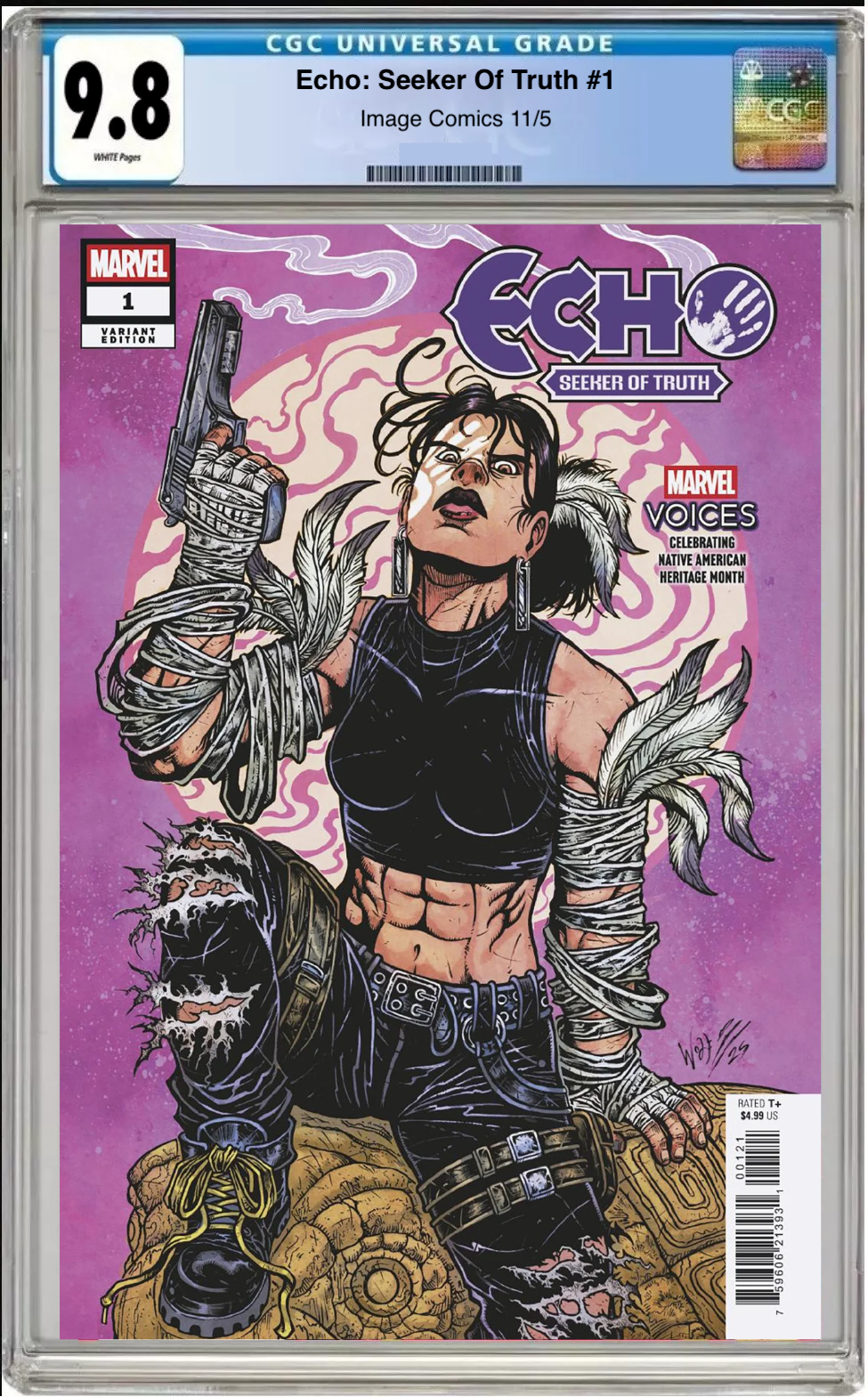 Comic book cover of Echo-Seeker of Truth #1 Maria Wolf Cover with CGC 9.8 grading label.