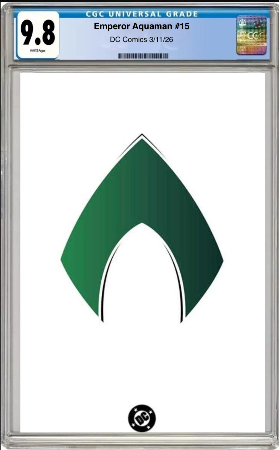 Comic book cover of Emperor Aquaman #15 Symbol Cover with CGC grading label.