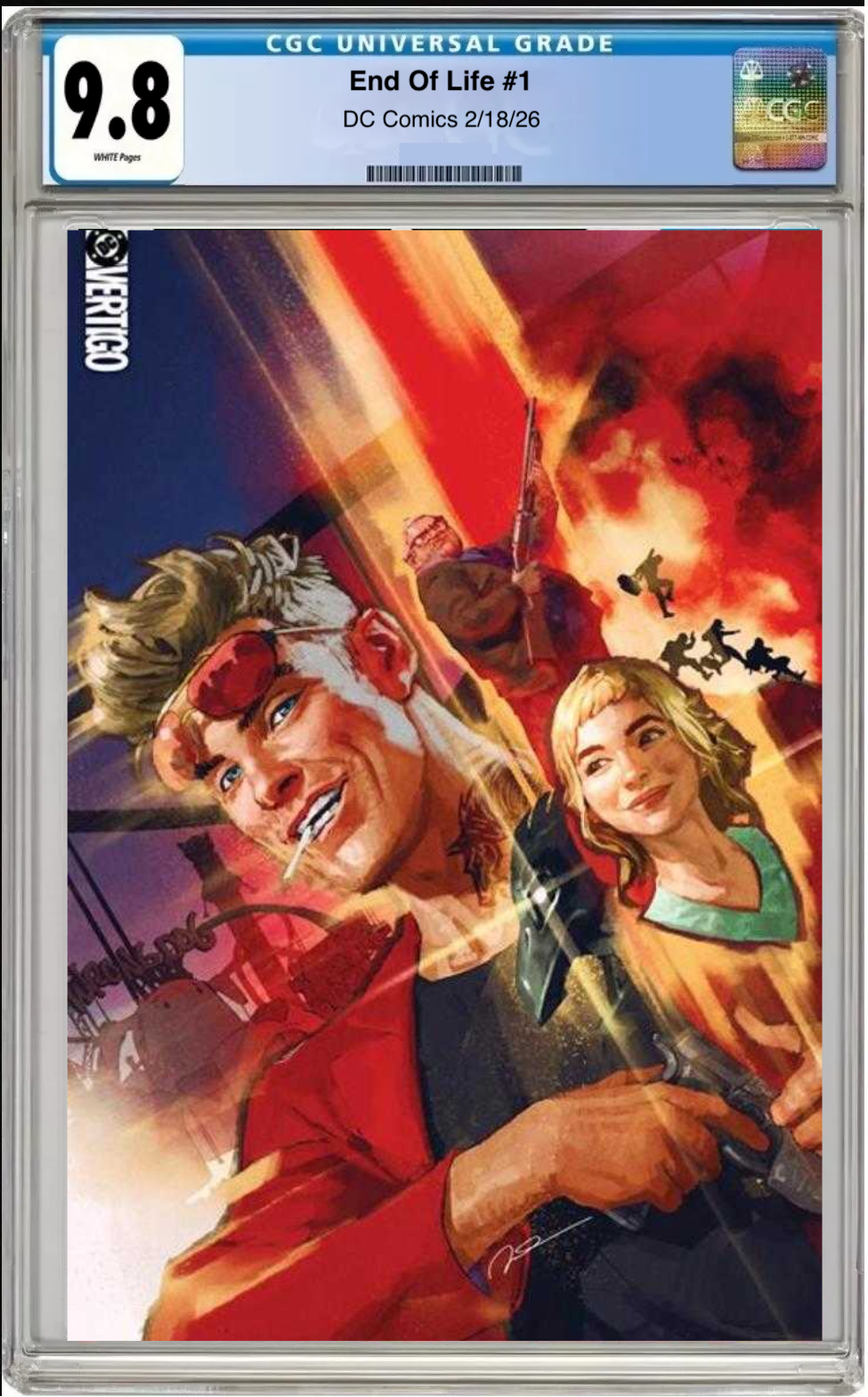 Comic book cover of End of Life #1 Cover F Foil with CGC grading label.