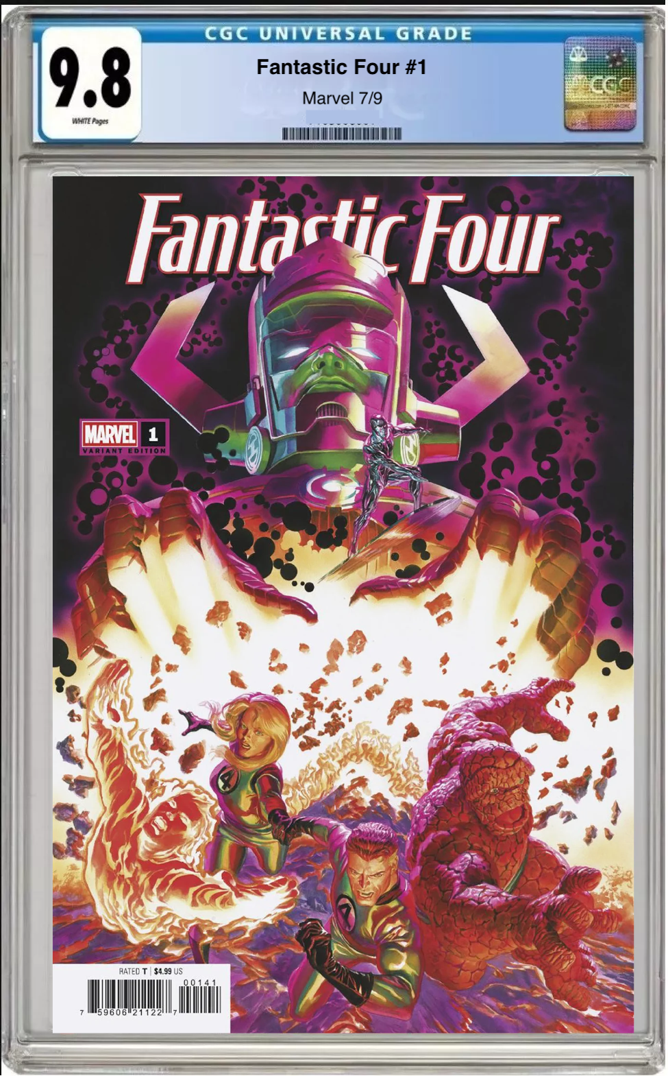 Fantastic Four #1 Alex Ross Cover comic book with CGC 9.8 grading label featuring Galactus