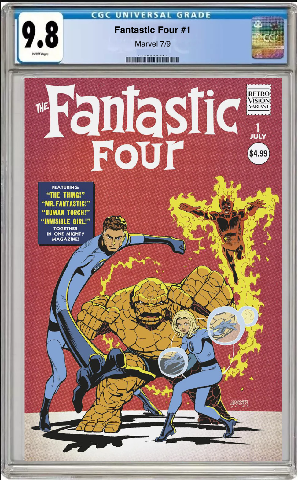 Fantastic Four #1 Retrovision Cover by Leonardo Romero comic book with CGC 9.8 grading label