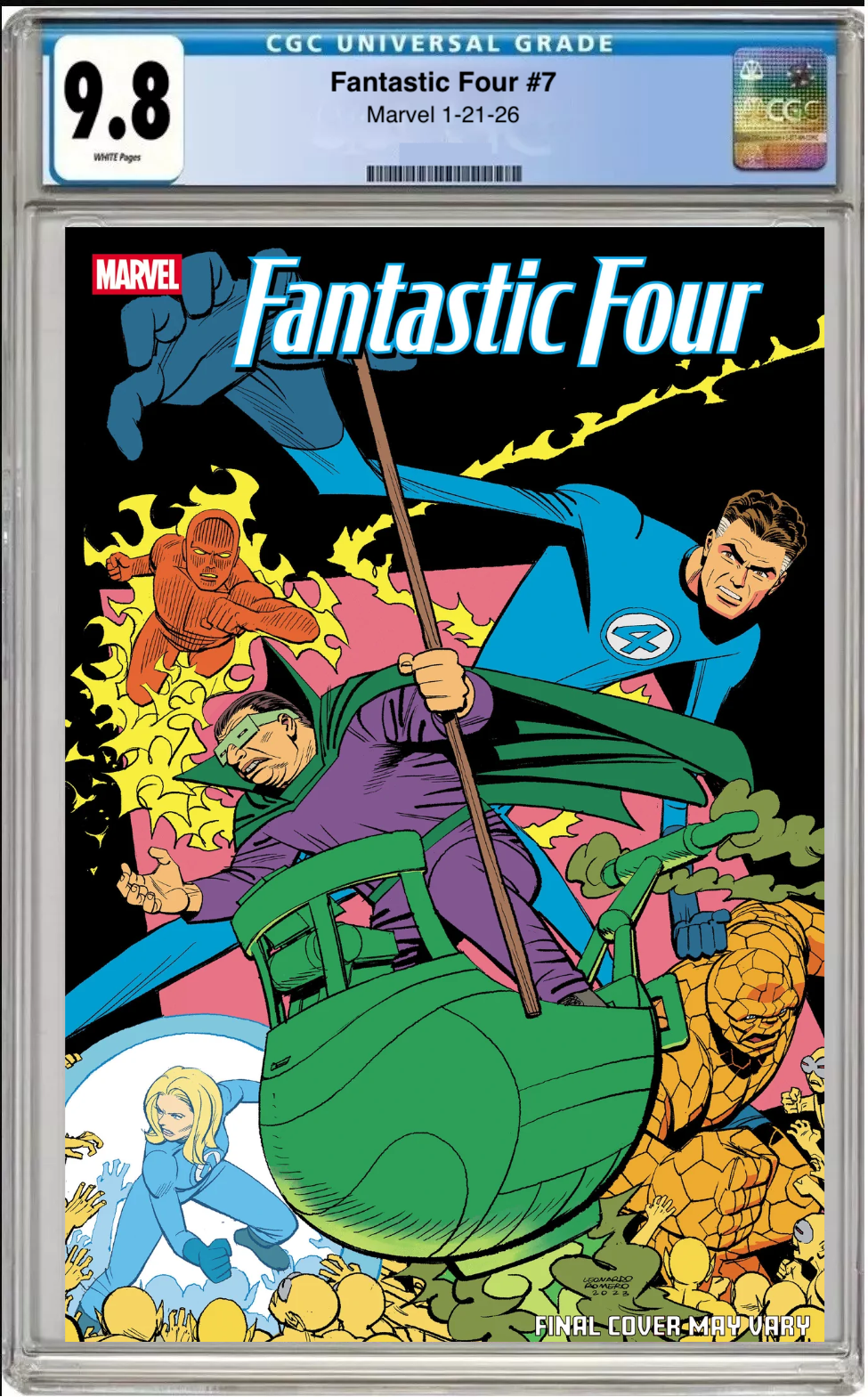 Comic book cover of Fantastic Four #7 Leonardo Romero Cover with CGC grading label.