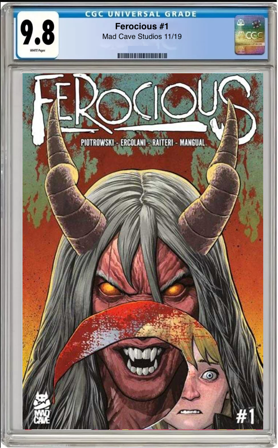 Comic book cover of Ferocious #1 Cover A with CGC grading label.