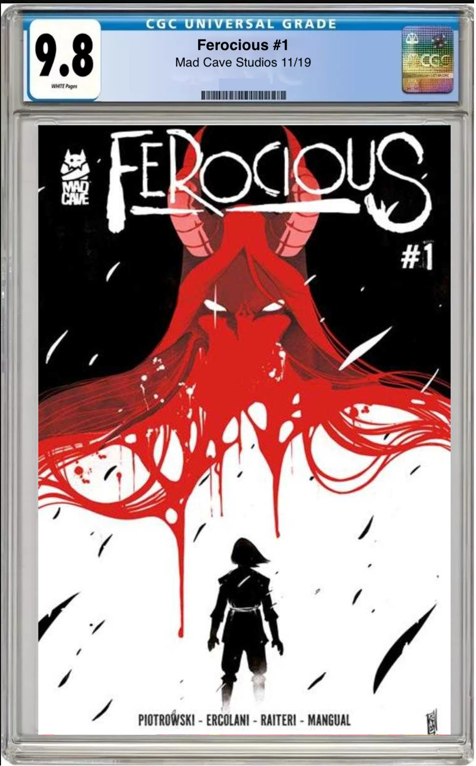 Comic book cover of Ferocious #1 Cover B with CGC grading label.
