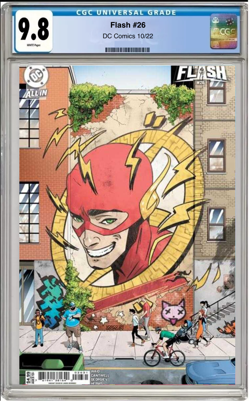 Comic book cover of Flash #26 Cover B Vasco Georgie Cover with CGC 9.8 grading label.