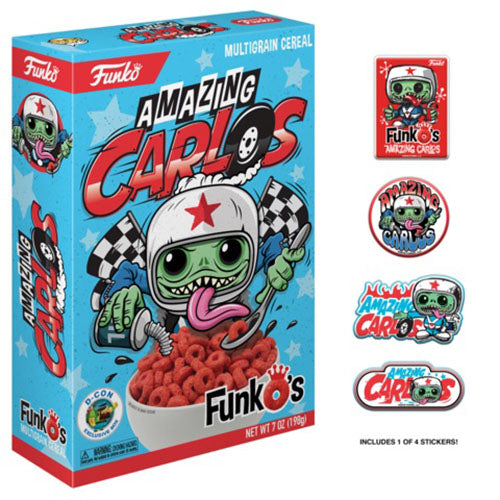 Amazing Carlos FunkO&#39;s Cereal w/ Sticker Pack - 2018 D-Con Exclusive