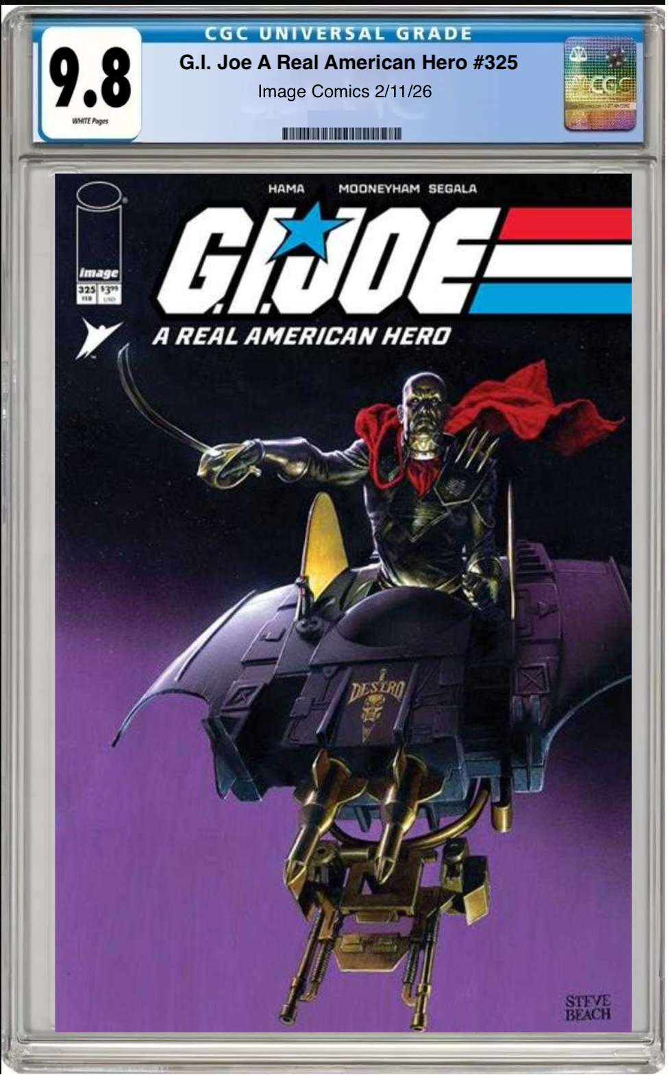 Comic book cover of G.I. Joe: A Real American Hero #325 Cover C 1:10 Ratio with CGC grading label.