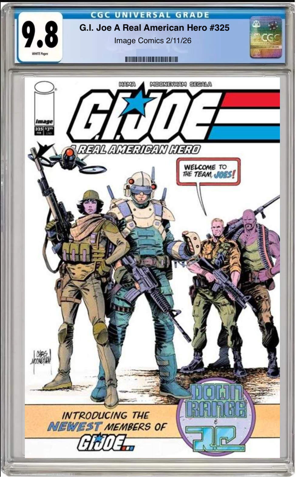 Comic book cover of G.I. Joe: A Real American Hero #325 Cover E with CGC grading label.