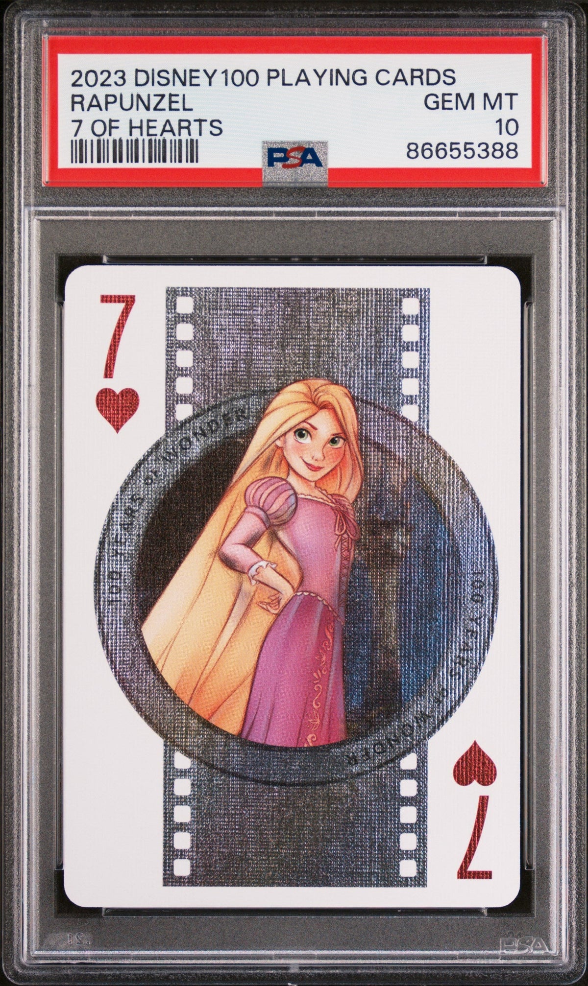 2023 DISNEY 100 PLAYING CARDS RAPUNZEL 7 OF HEARTS PSA 10