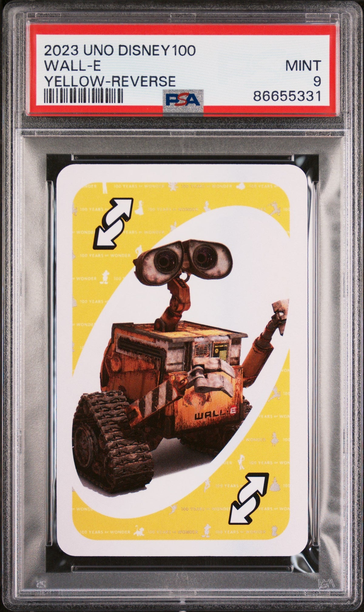 2023 UNO DISNEY 100 WALL E YELLOW REVERSE PSA 9