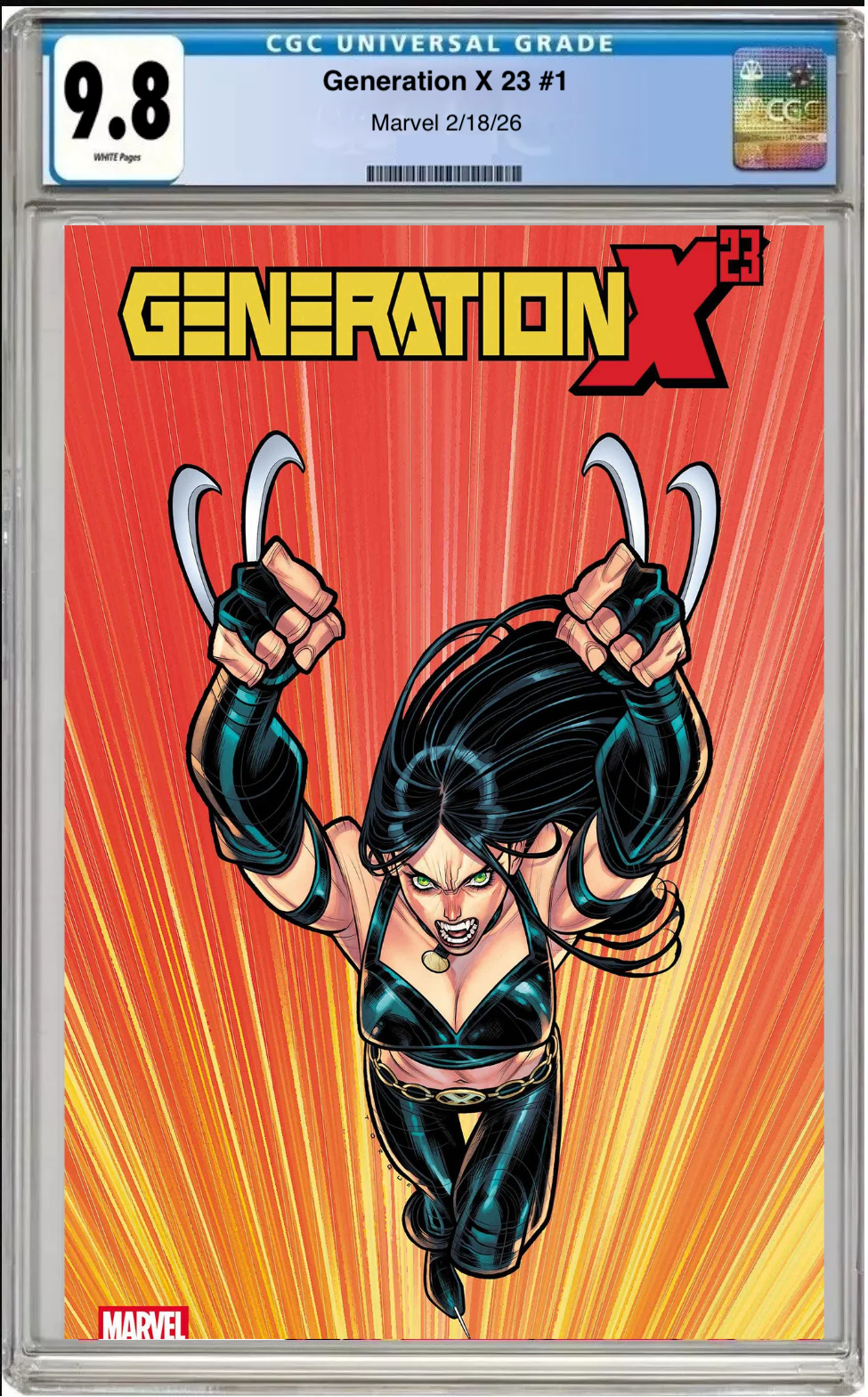 Comic book cover of Generation X-23 #1 Elizabeth Torque Cover with CGC grading label.