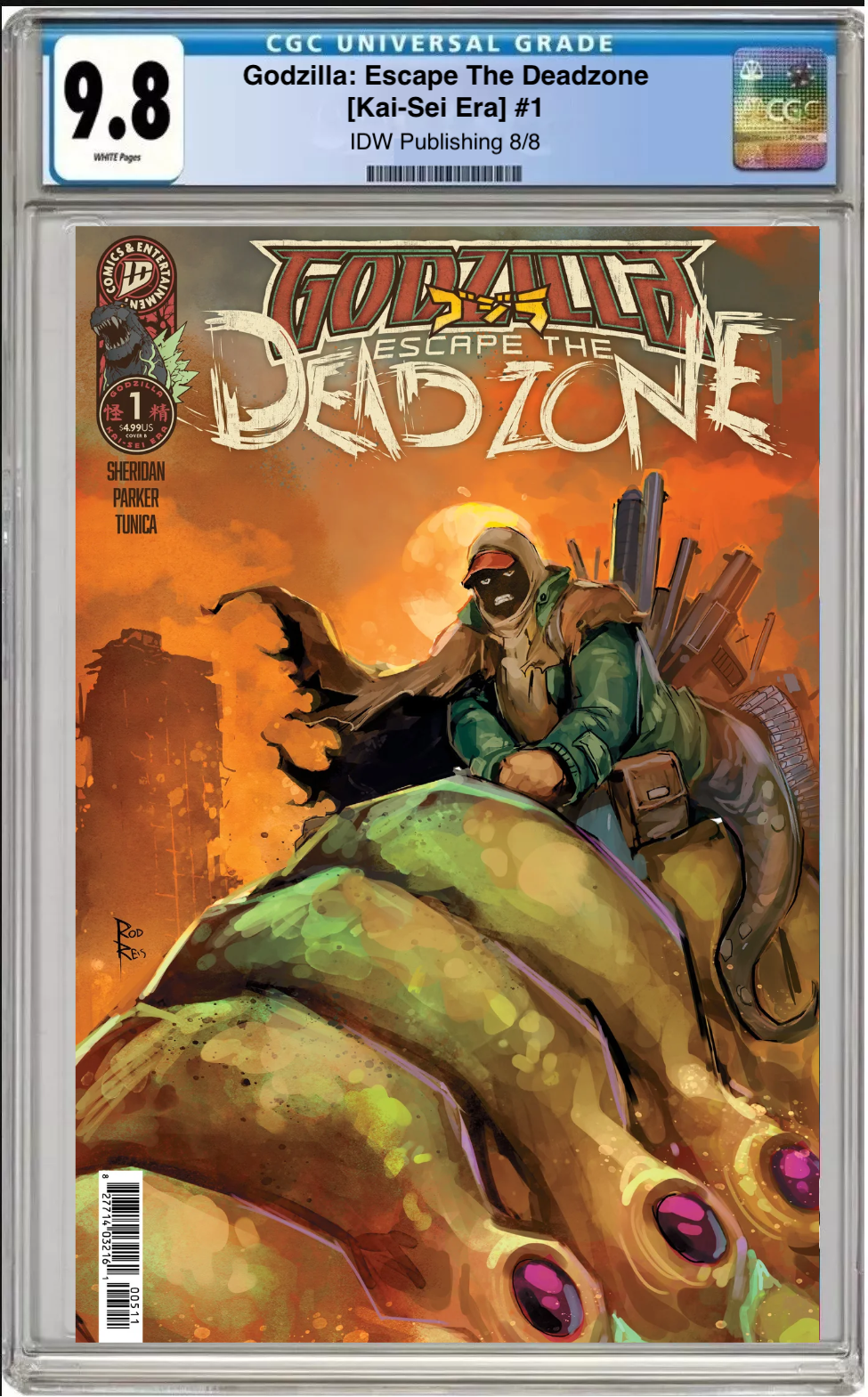 Comic book cover of Godzilla: Escape the Deadzone #1 Reis Cover with CGC grading label