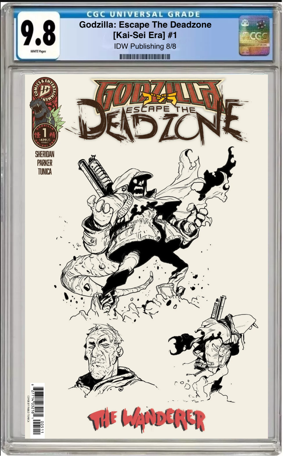 Comic book cover of Godzilla: Escape the Deadzone #1 Tunica Concept Art Cover with CGC grading label