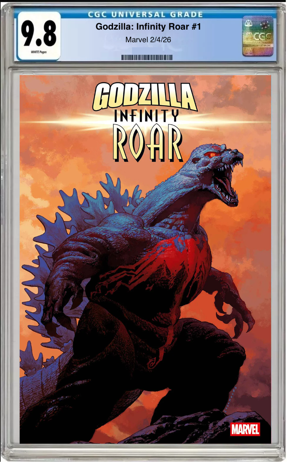 Comic book cover of Godzilla: Infinity Roar #1 Josemaria Casanovas Cover with CGC grading label.