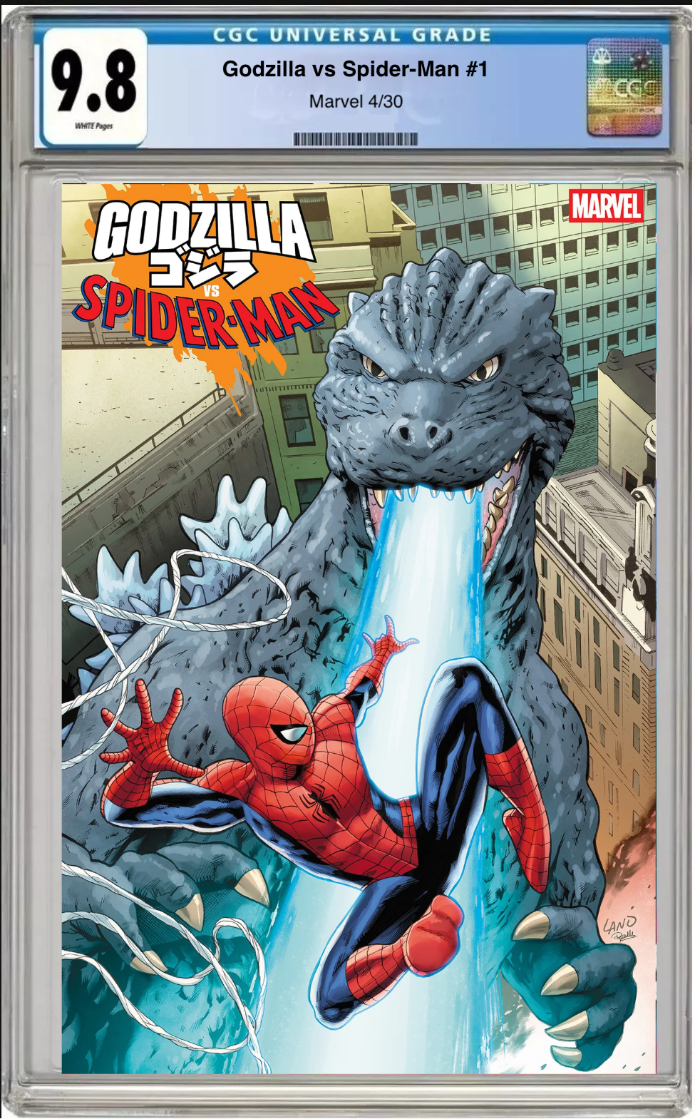 Godzilla vs. Spider-Man #1 CGC Graded 9.8 Greg Land 1:25 Cover