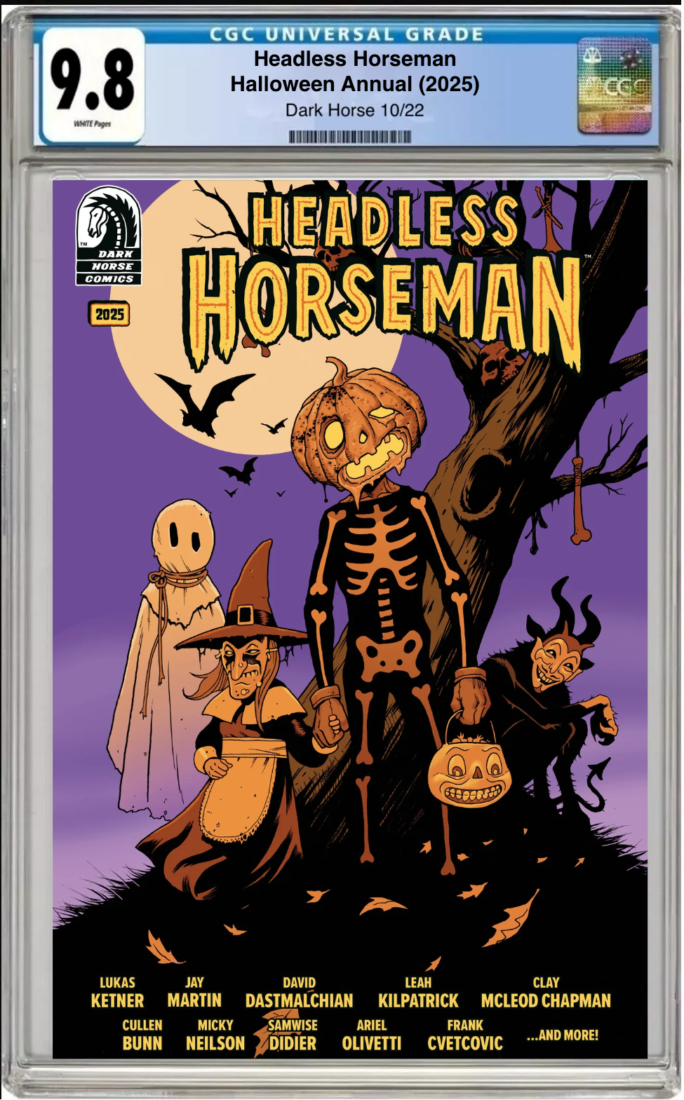Comic book cover of Headless Horseman Halloween Annual 2025 Cover B with CGC 9.8 grading label.