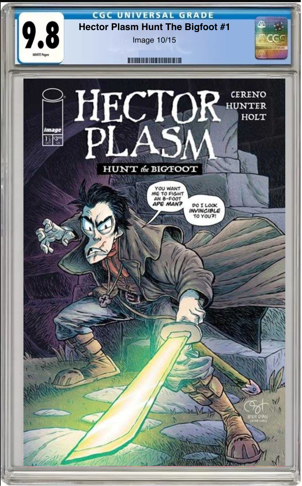 Comic book cover of Hector Plasm: Hunt the Bigfoot #1 Cover B with CGC grading label.