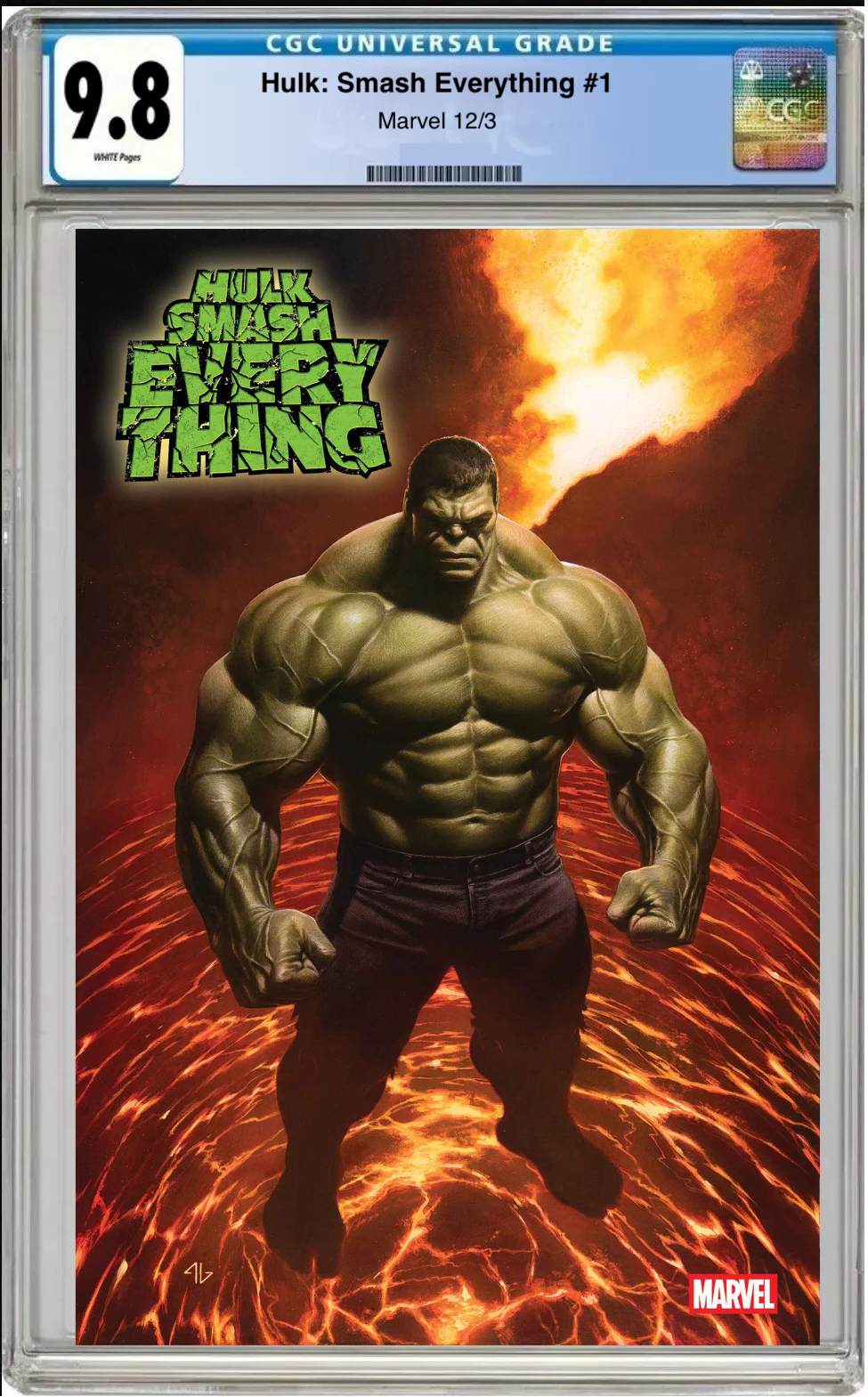 Comic book cover of Hulk Smash Everything #1 Adi Granov Foil Cover with CGC grading label.