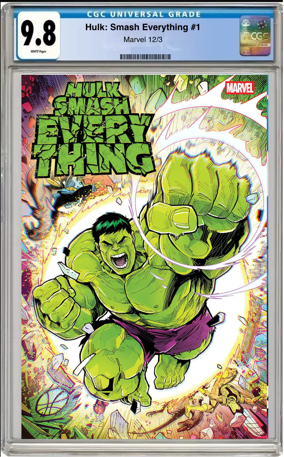 Comic book cover of Hulk Smash Everything #1 Luciano Vecchio Cover with CGC grading label.