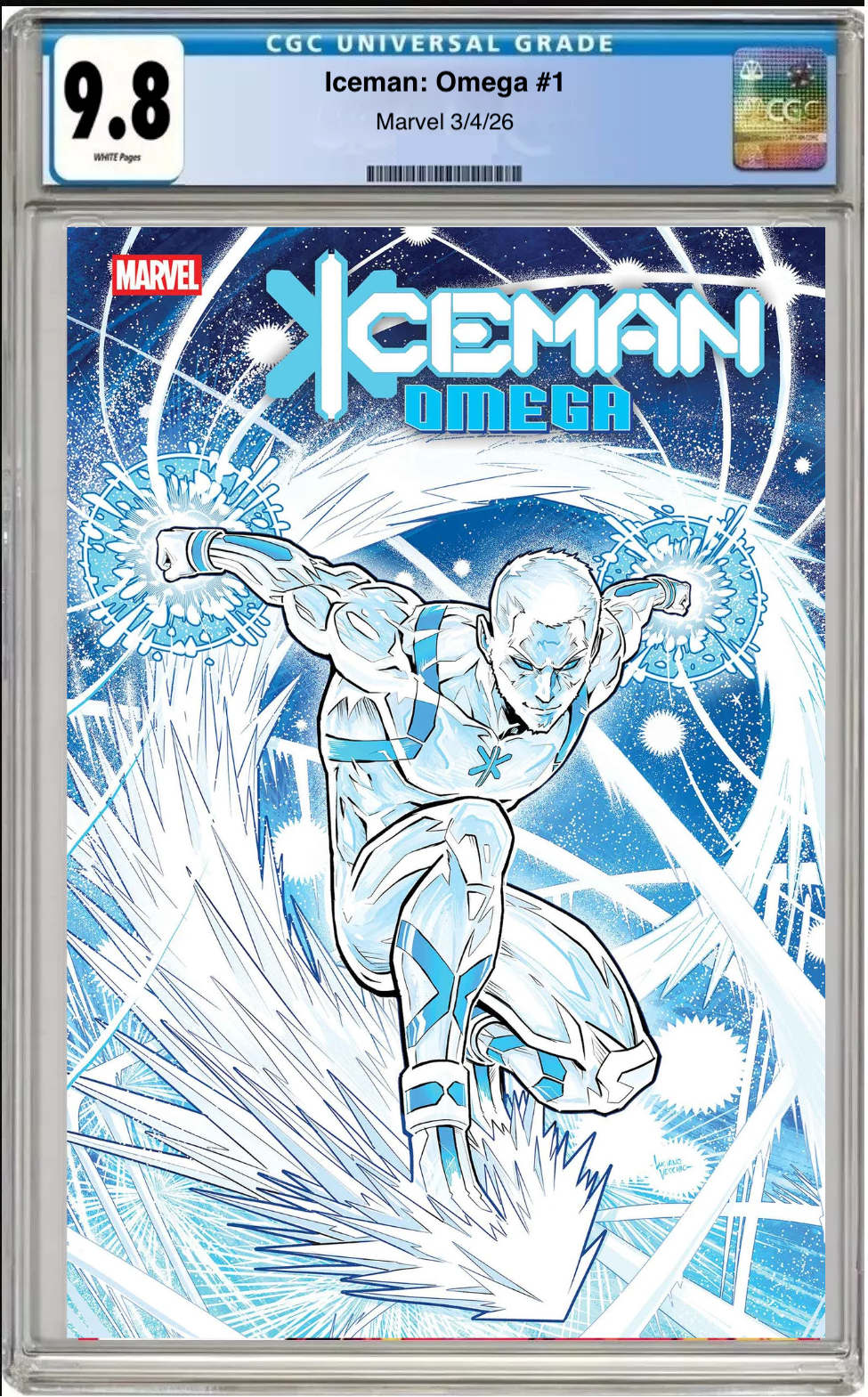Comic book cover of Iceman: Omega #1 Main Cover with CGC grading label.