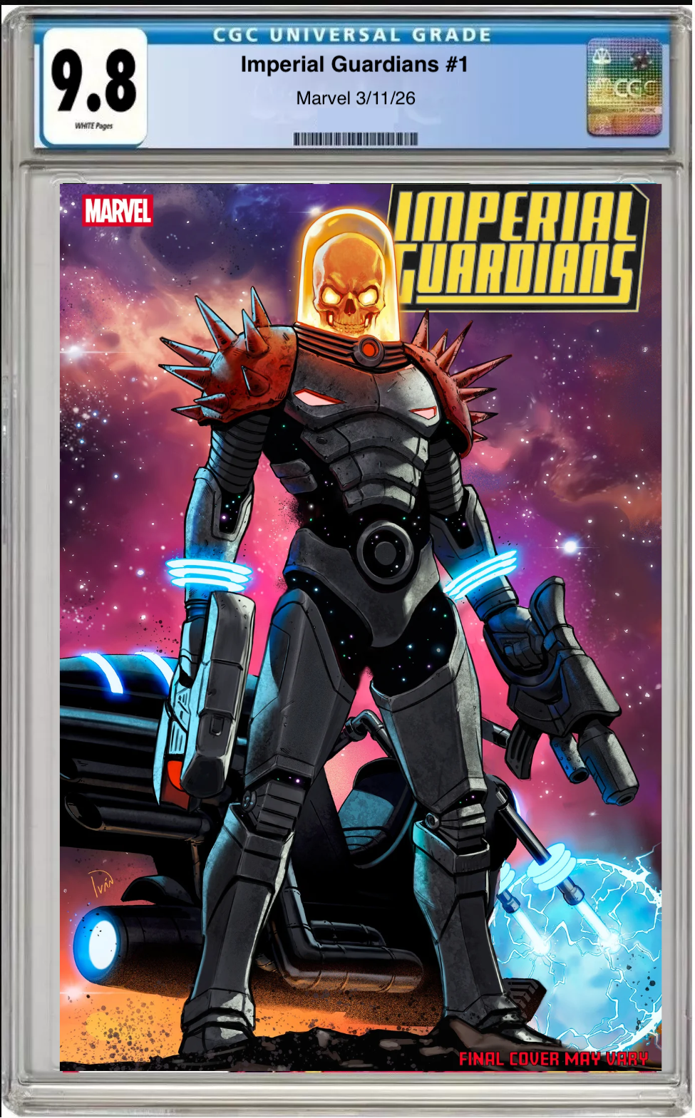 Comic book cover of Imperial Guardians #1 Ivan Talavera Cosmic Ghost Rider Cover with CGC grading label.