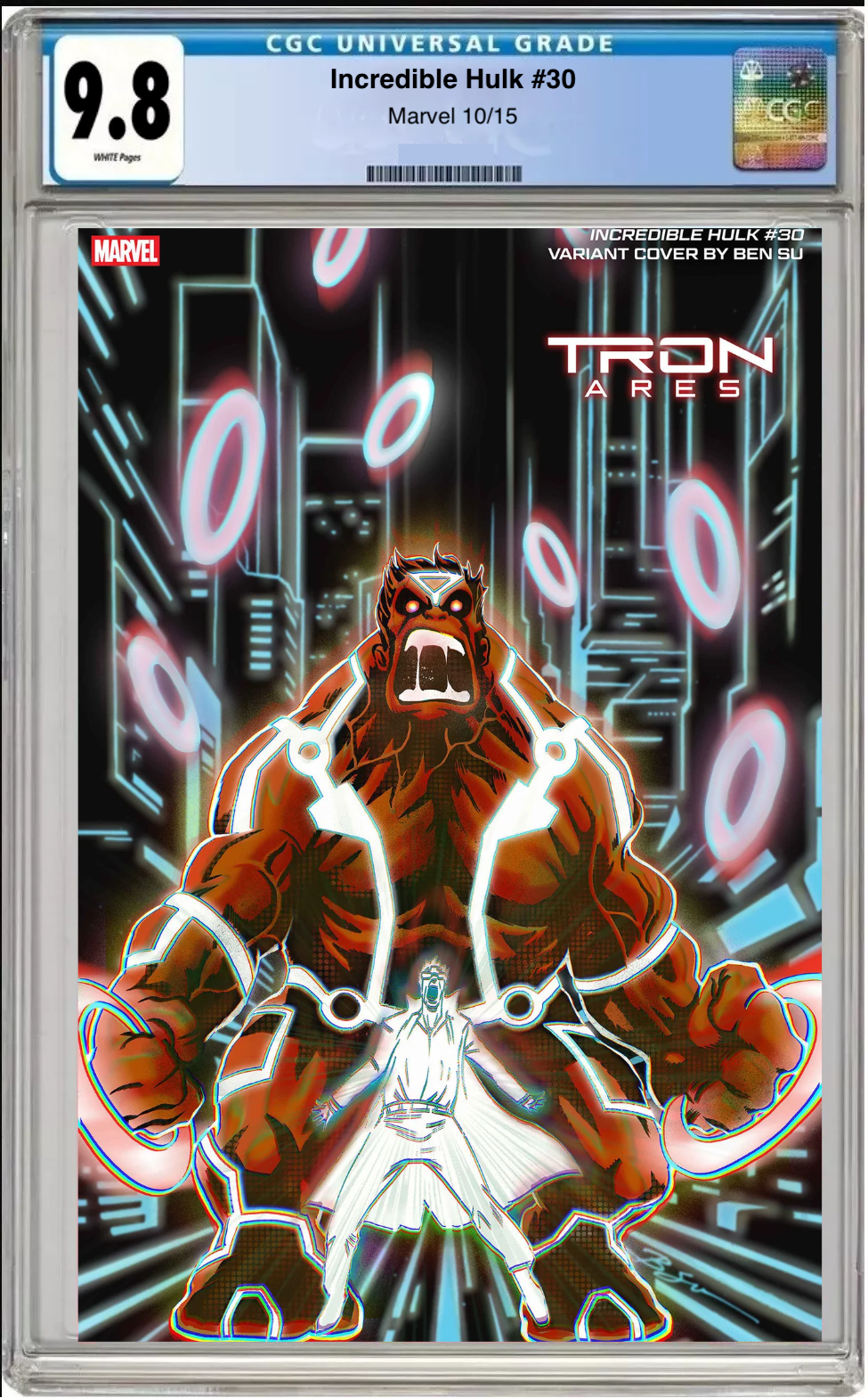Comic book cover of Incredible Hulk #30 Ben Su Tron Cover with CGC grading label.