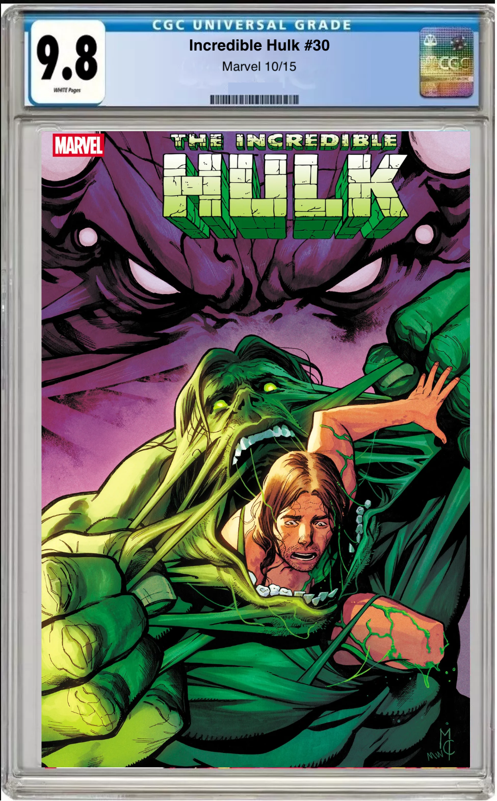 Comic book cover of Incredible Hulk #30 Martin Coccolo Cover with CGC grading label.