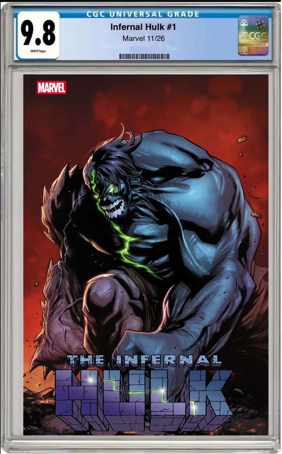 Comic book cover of Infernal Hulk #1 Stephen Segovia Cover with CGC grading label.