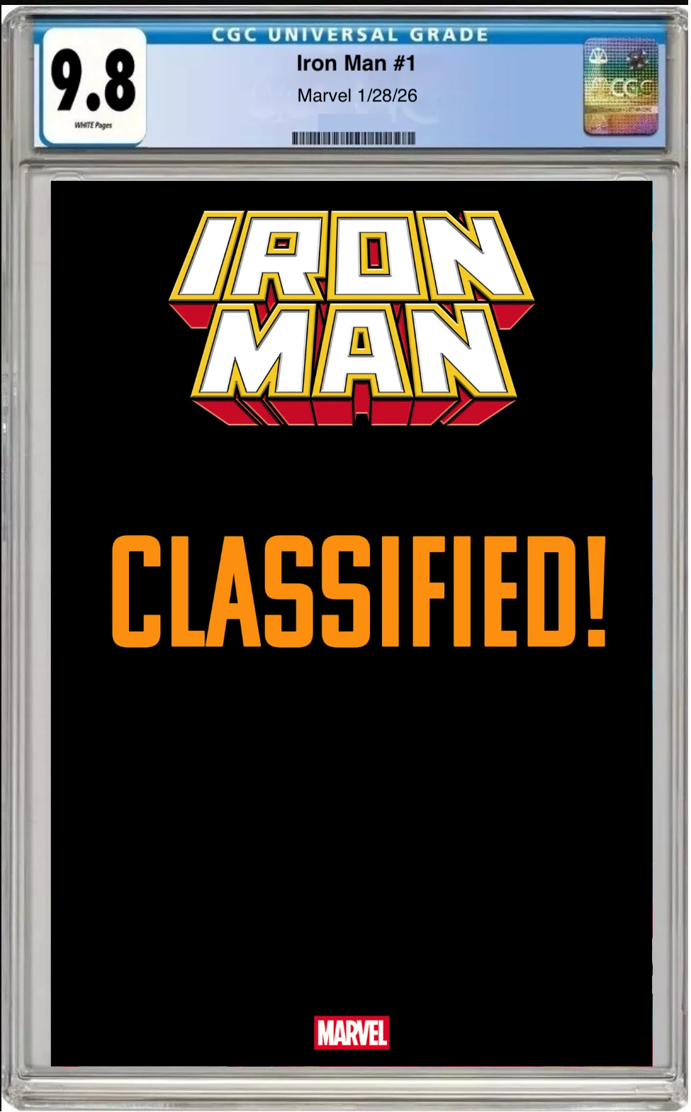 Comic book cover of Iron Man #1 Ivan Talavera Melinda May Cover with CGC grading label.