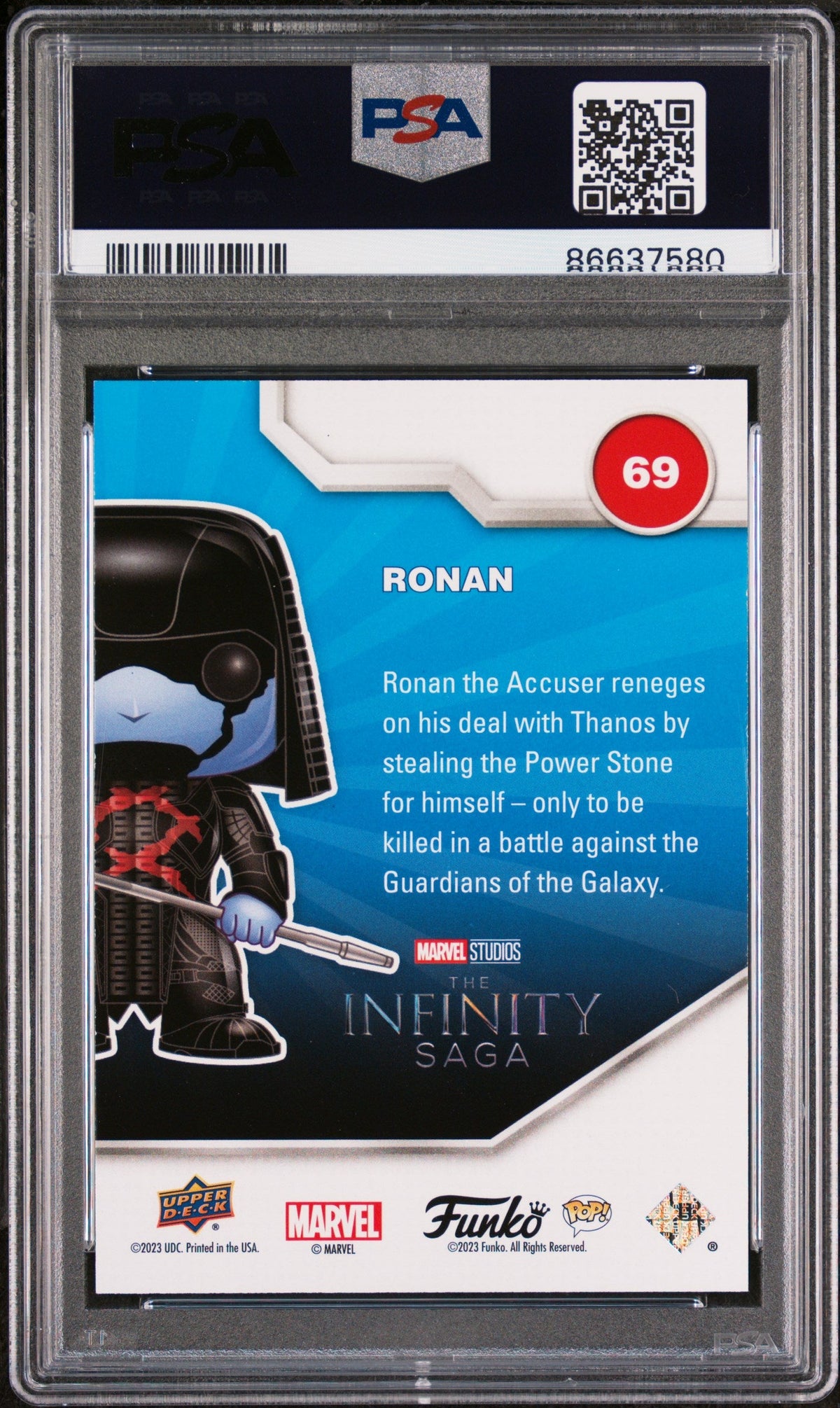 2023 UPPER DECK FUNKO POP MARVEL  RONAN PATINA #69  PSA 10