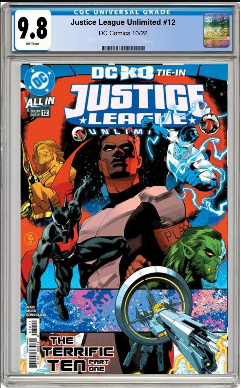Comic book cover of Justice League #12 Cover A with CGC 9.8 grading label.