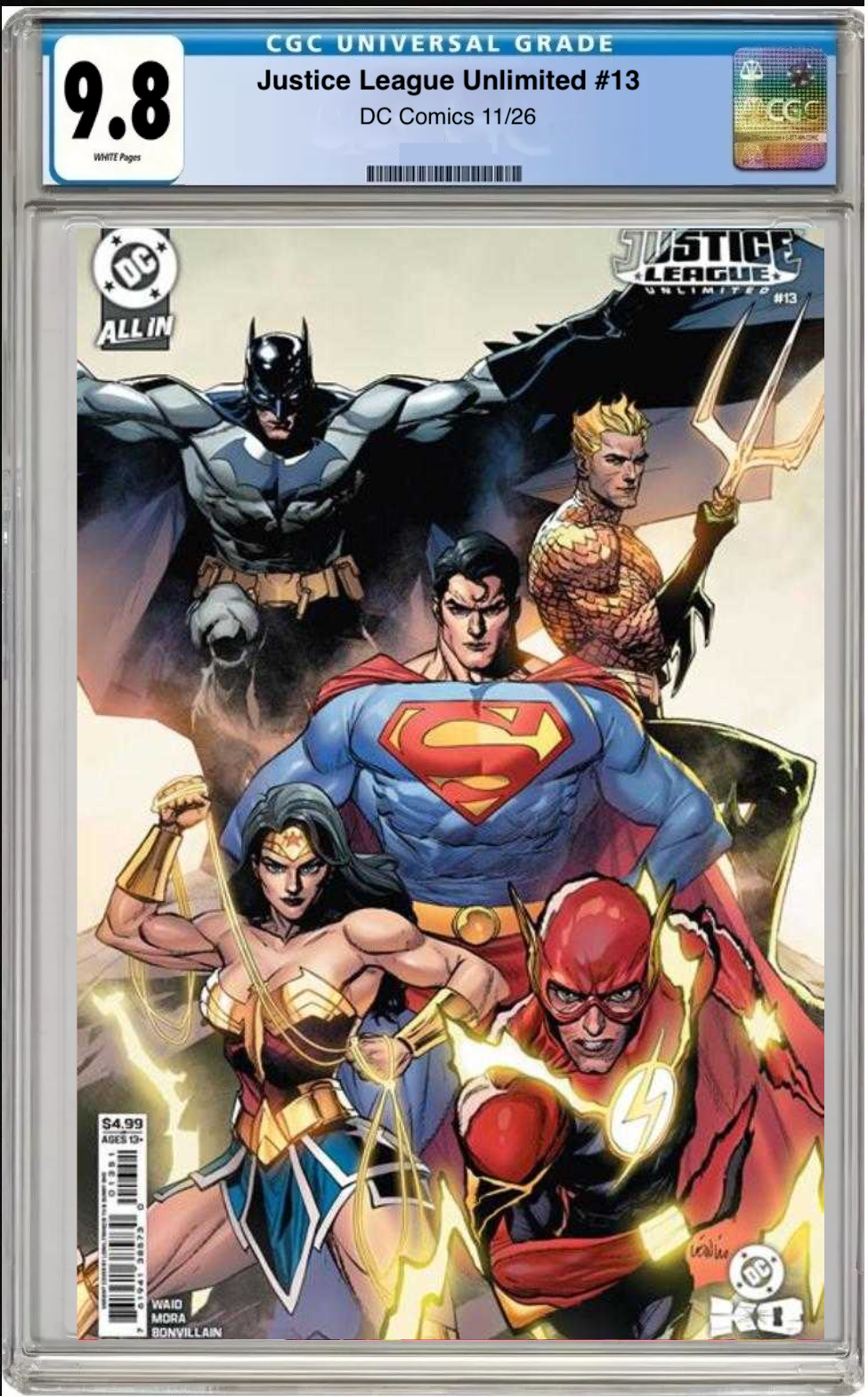 Comic book cover of Justice League Unlimited #13 Cover C with CGC grading label.