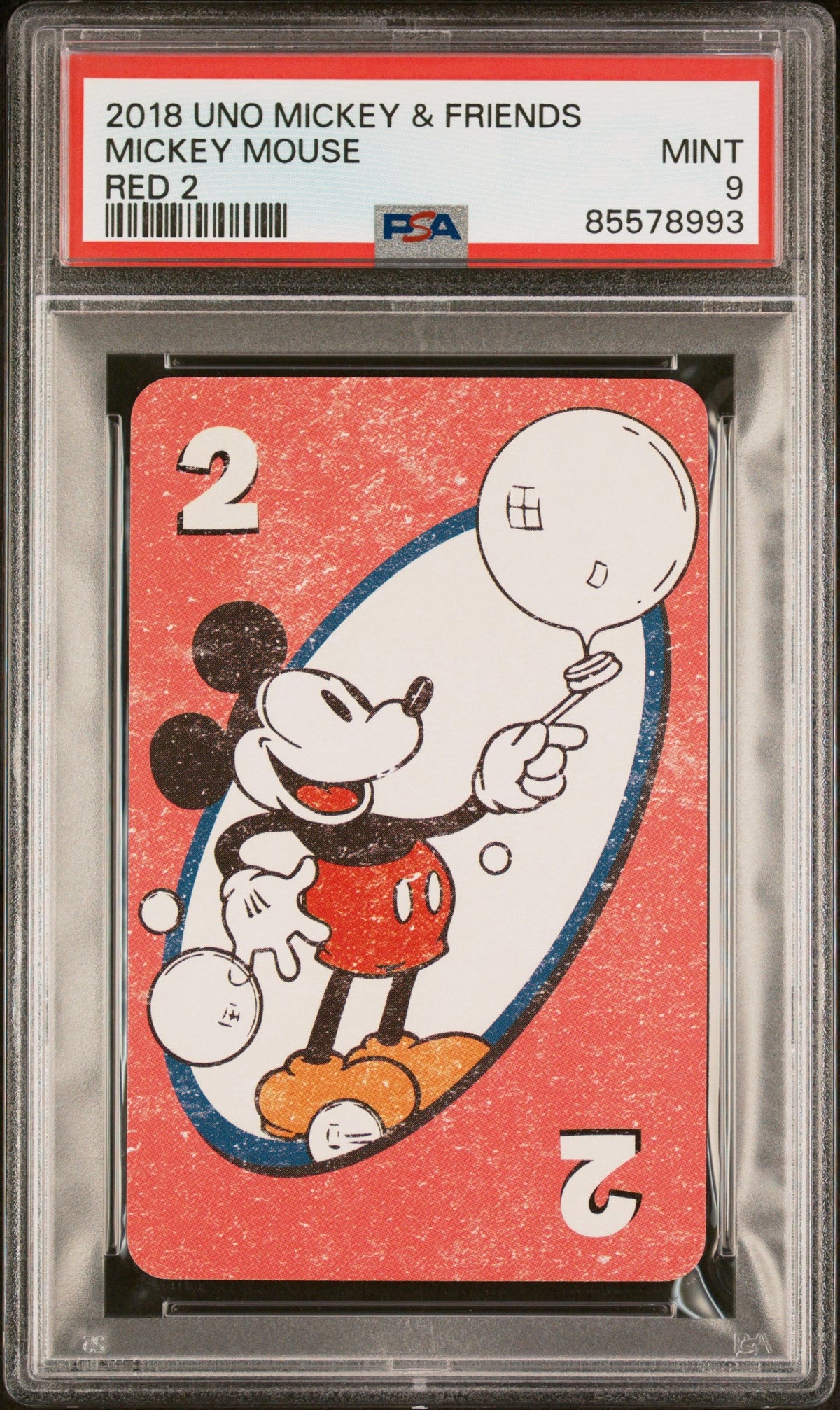2018 UNO DISNEY MICKEY MOUSE &amp; FRIENDS MICKEY MOUSE RED 2 PSA 9