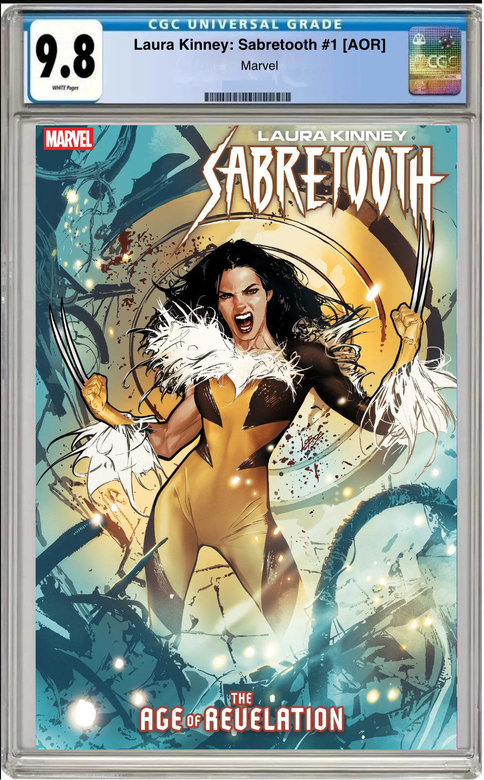 Comic book cover of Laura Kinney / Sabretooth AOR #1 Pablo Villalobos Cover with CGC grading label.