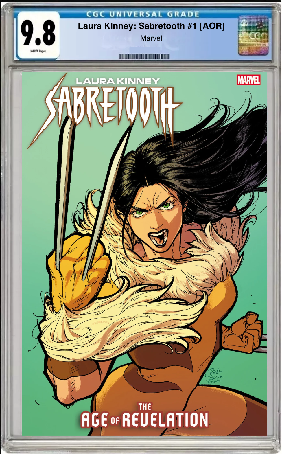 Comic book cover of Laura Kinney / Sabretooth AOR #1 Rickie Yagawa Cover with CGC grading label.