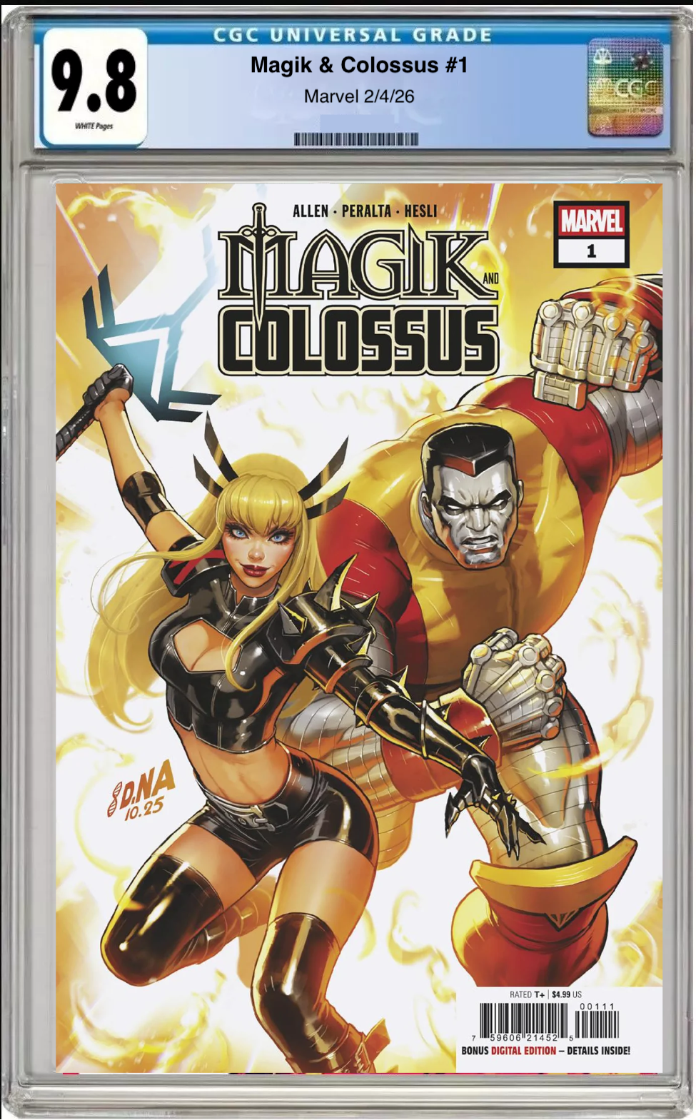 Comic book cover of Magik and Colossus #1 Main Cover with CGC grading label.
