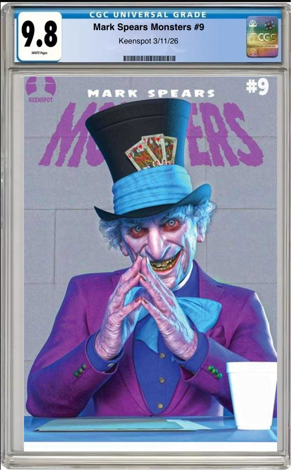 Comic book cover of Mark Spears’ Monsters #9 We Are All a Little Mad Cover with CGC grading label.