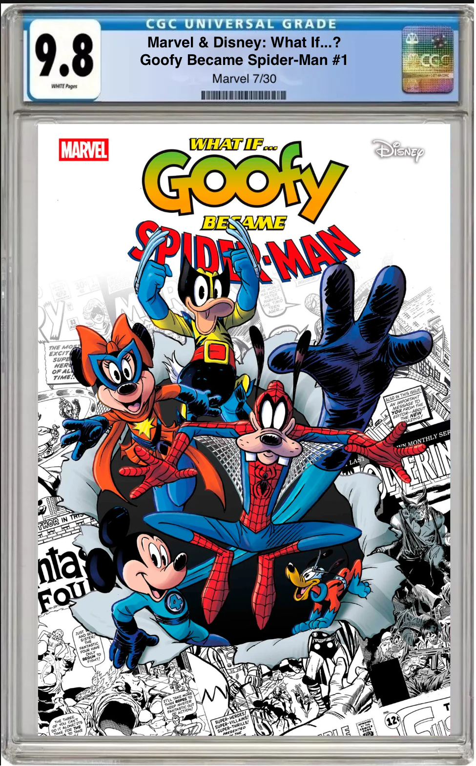 Marvel and Disney What If...? Goofy Became Spider-Man #1 Andrea Freccero Cover comic book with CGC 9.8 grading label