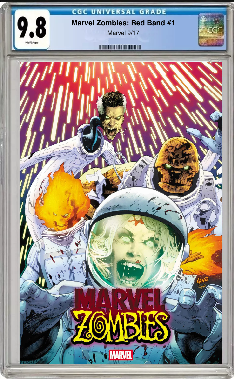 Comic book cover of Marvel Zombies Red Band #1 Main Cover with CGC 9.8 grading label.