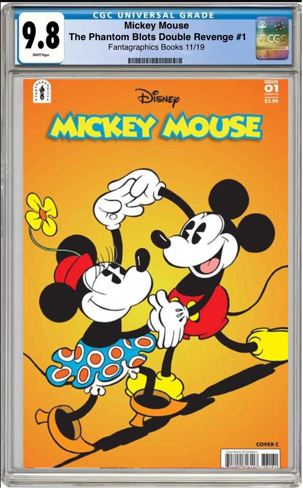 Comic book cover of Mickey Mouse: The Phantom Blot’s Double Revenge #1 Al Taliaferro Cover with CGC grading label.