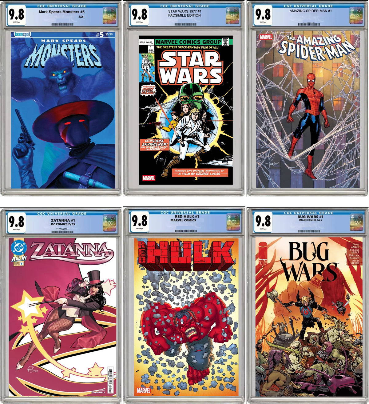 Caja Misteriosa de Cómics Calificados por CGC - 2 Cómics, Al Menos Uno de 9.8, Edad de Plata a Moderna