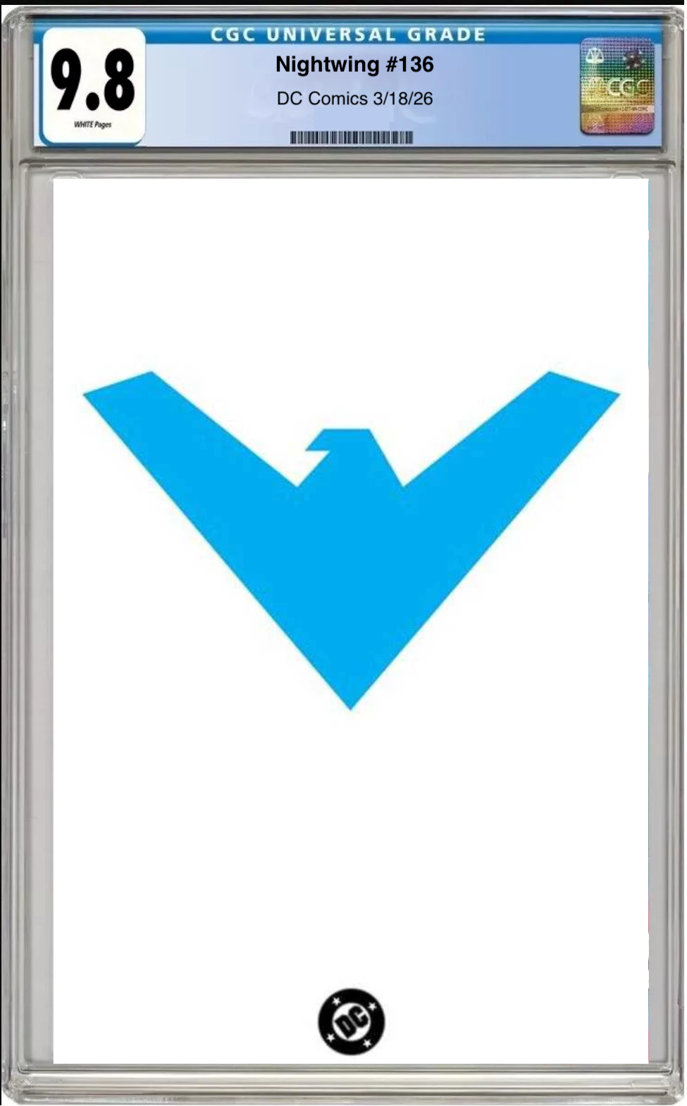 Comic book cover of Nightwing #136 Symbol Cover with CGC grading label.