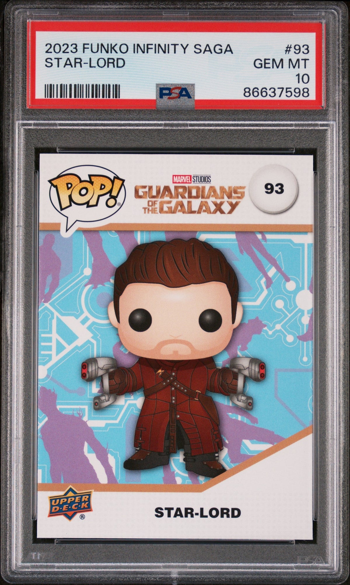 2023 UPPER DECK FUNKO POP MARVEL  STARLORD  #93  PSA 10