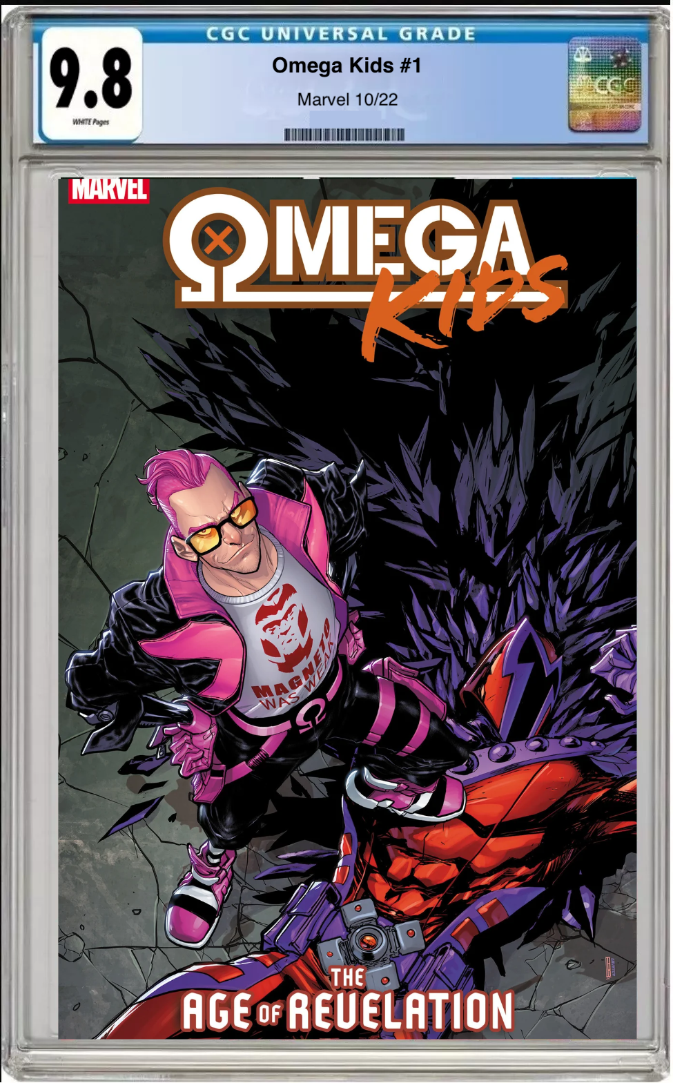 Comic book cover of Omega Kids #1 Revelation Cover by David Baldeón with CGC 9.8 grading label.