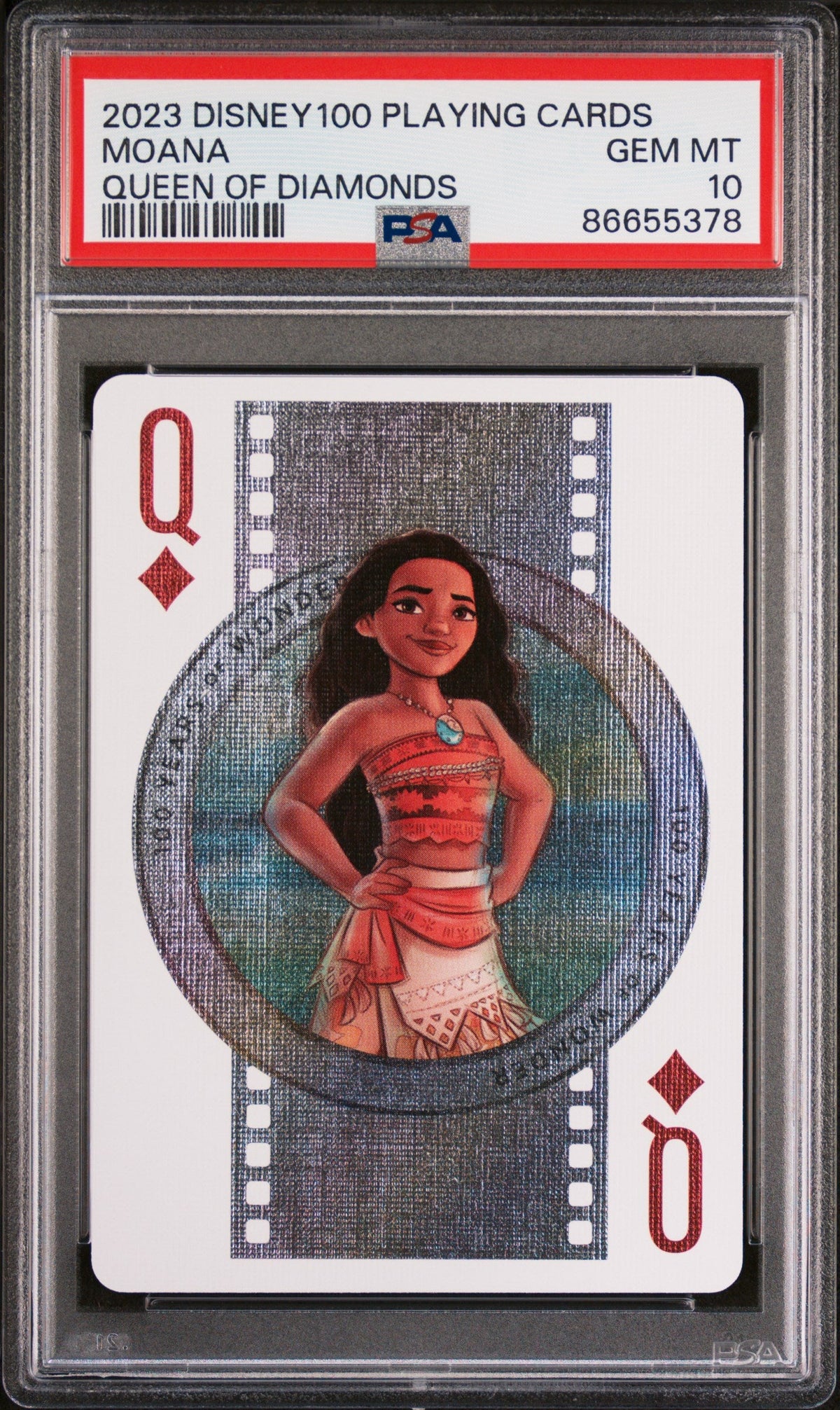 2023 DISNEY 100 PLAYING CARDS MOANA QUEEN OF DIAMONDS PSA 10